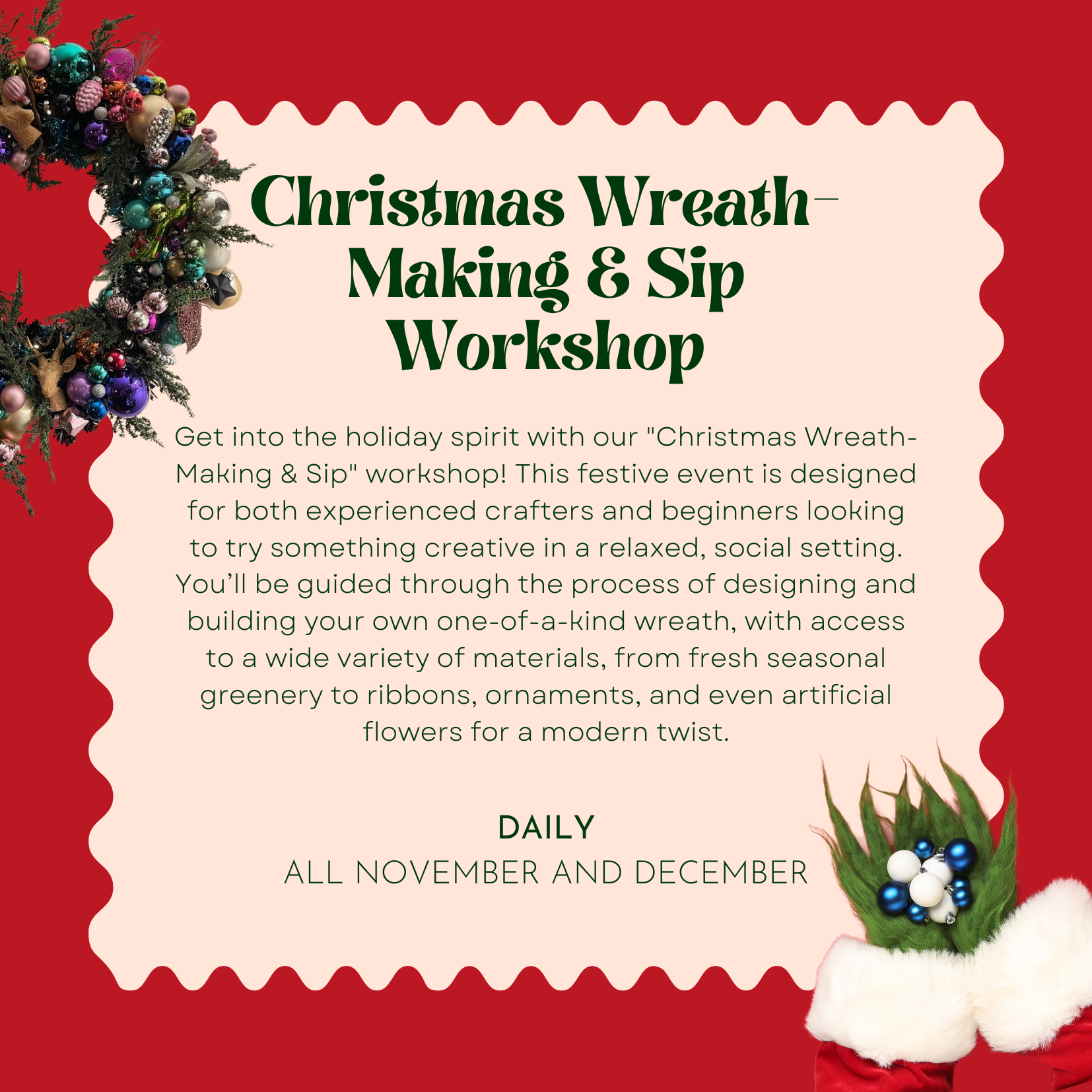 Holiday Wreath-Making & Sip Workshop